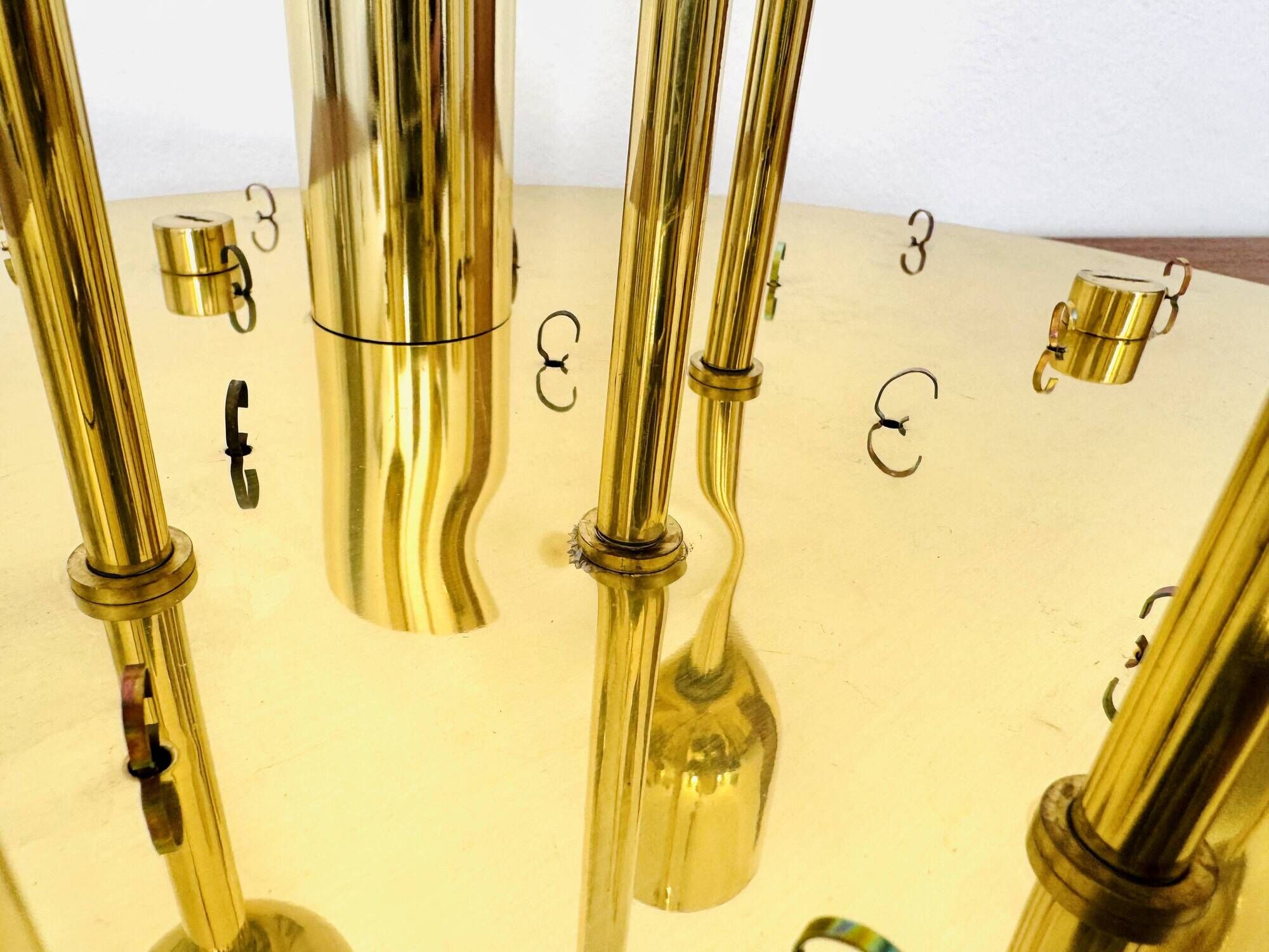 Brass and Smoked Glass Chandelier by Glashütte Limburg