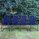 Set of four black highback dining chairs,  1970s