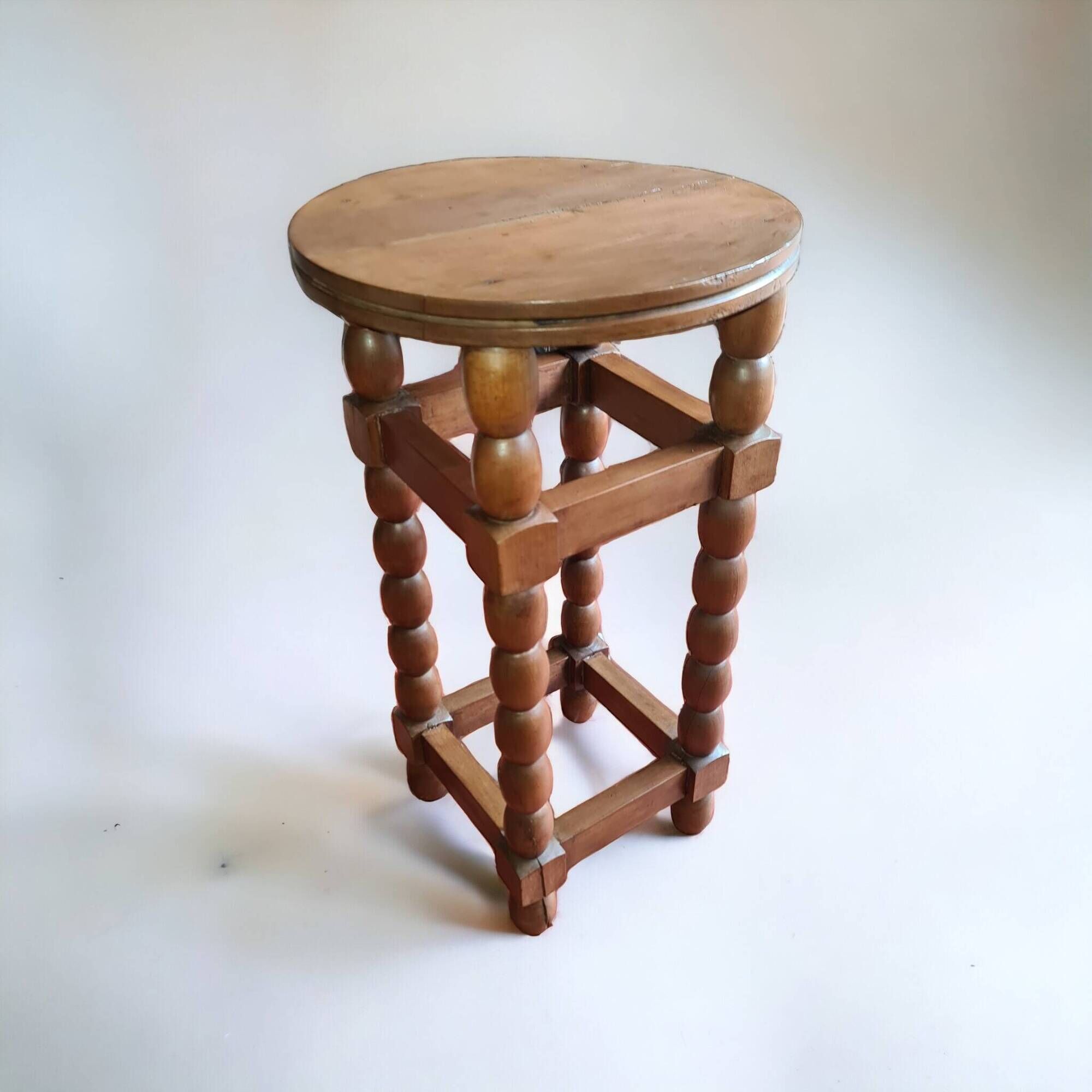 Wooden turned gueridon side table — Charles Dudouyt style — 1930s