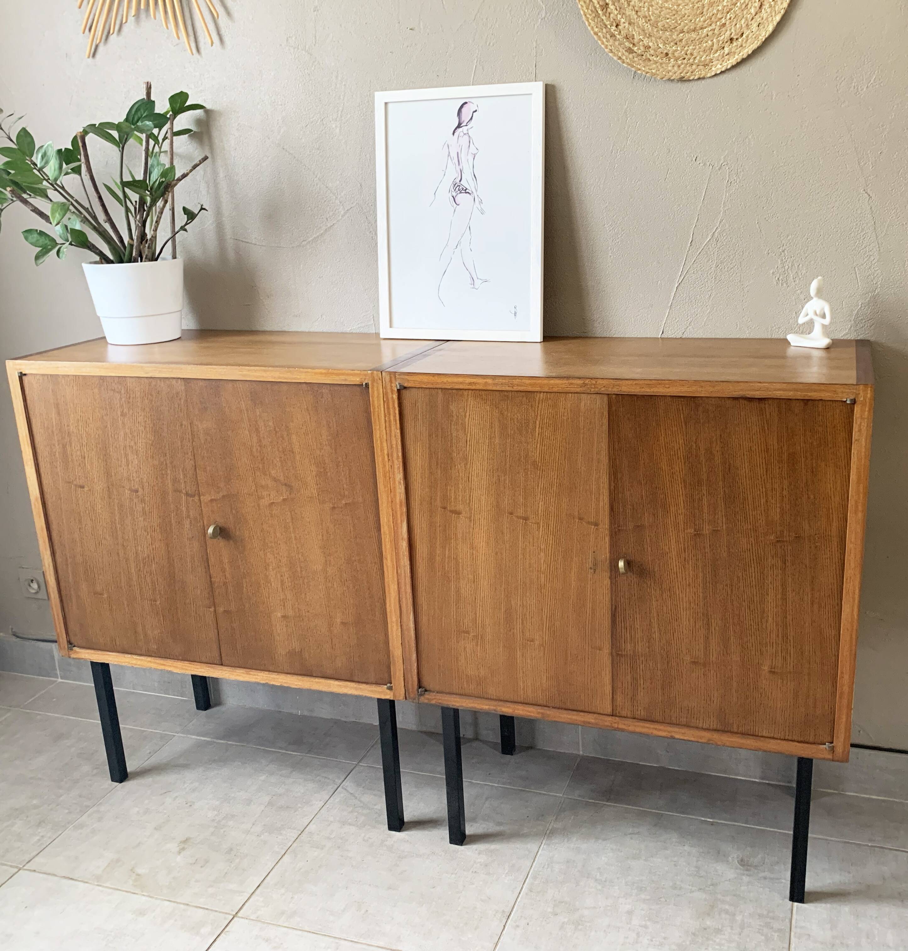 Vintage Scandinavian sideboard 2 modules in oak, 1960s