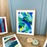 Peinture originale sous-verre «  Vers la plage »