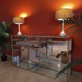 Showcase shelf, brass bar and mirror 70