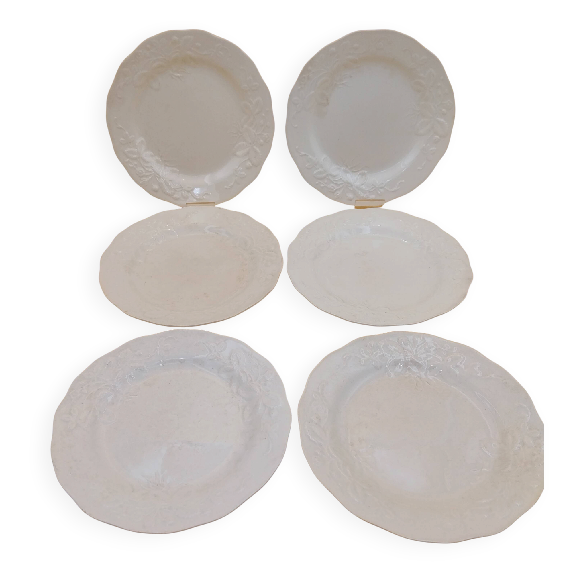 6 plates Creil Montereau Strawberry