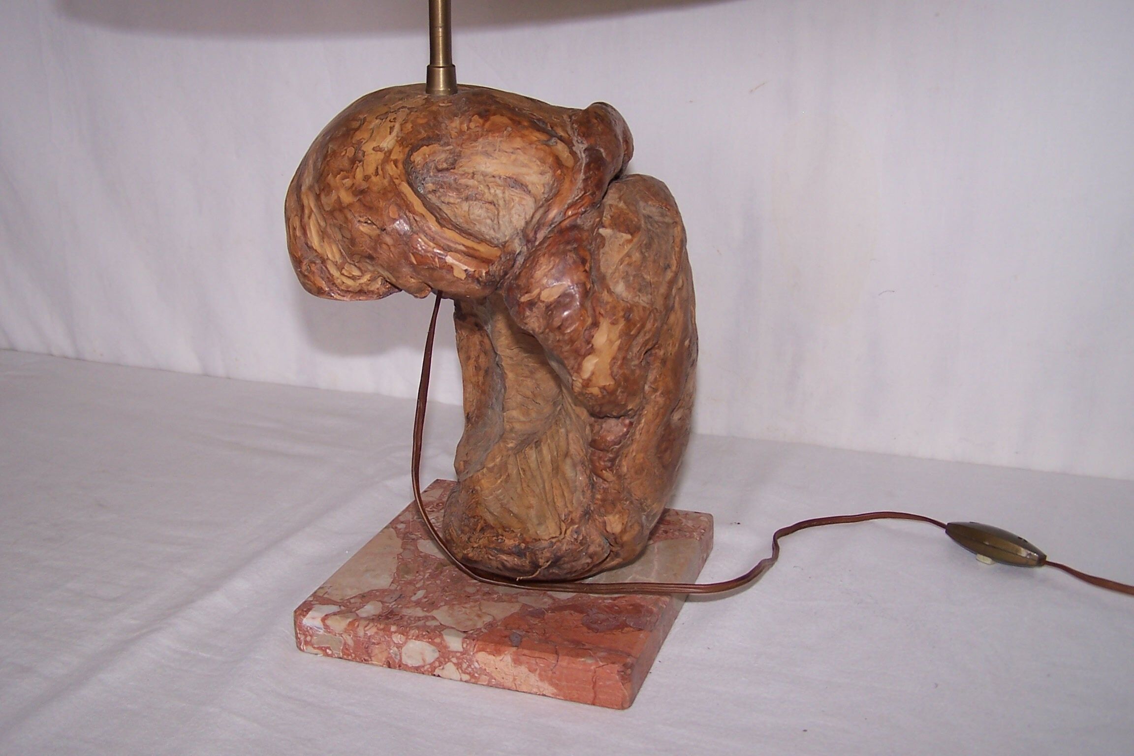 Sculptural lamp wood - marble - 60s