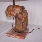 Sculptural lamp wood - marble - 60s