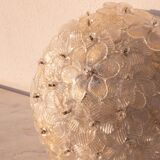 Murano Ceiling Light Gold and Traspare Flower by Seguso for Venini, Italy, 1960s