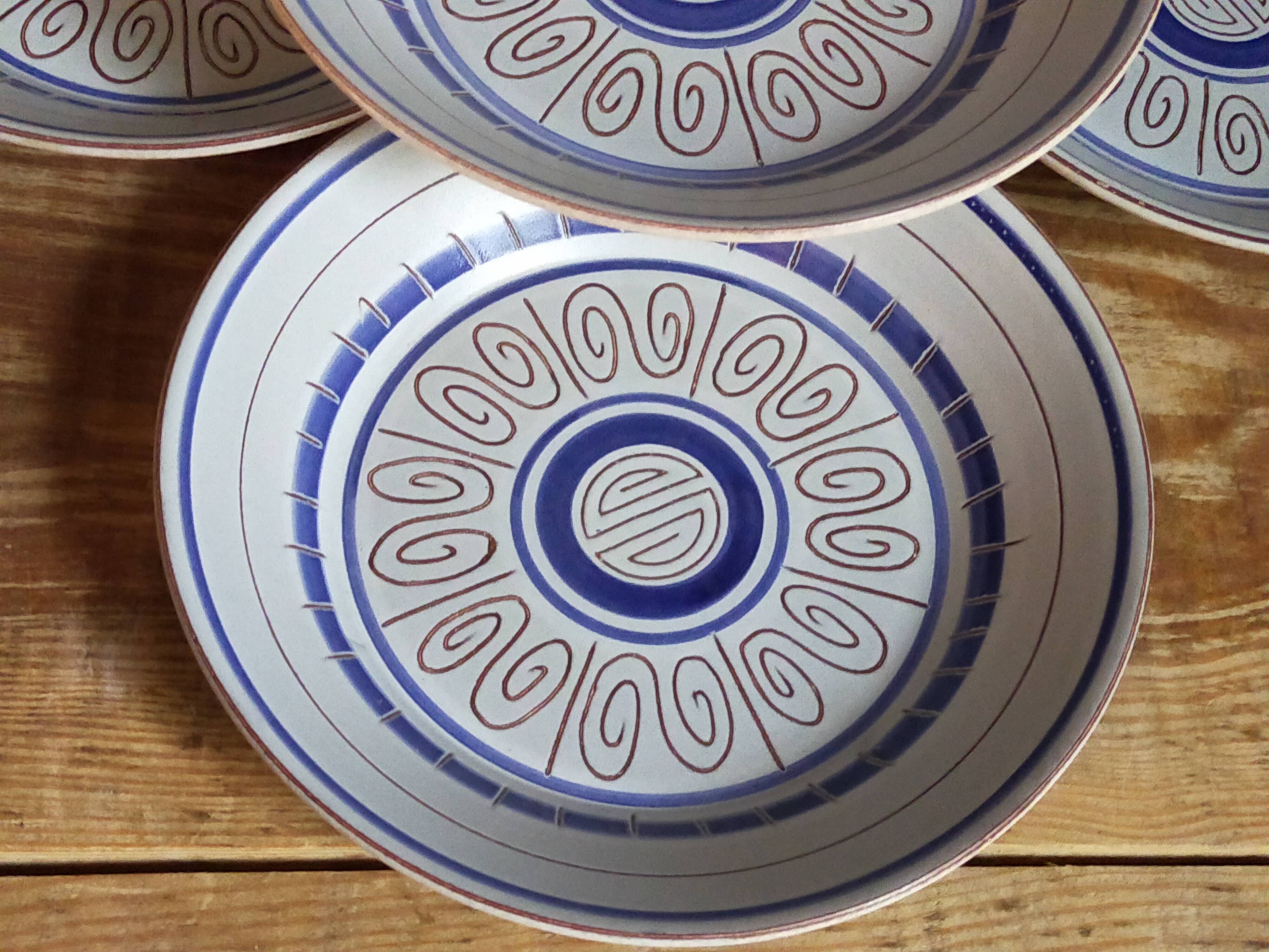 Five vintage MBFA PORNIC ceramic soup plates Daphné service