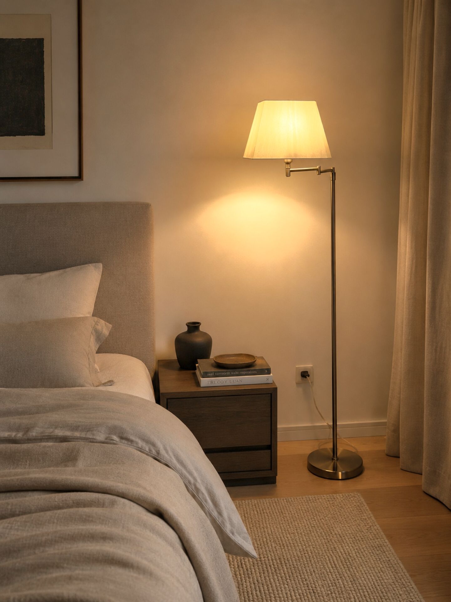 Brushed aluminium designer floor lamp - 90s modernist style
