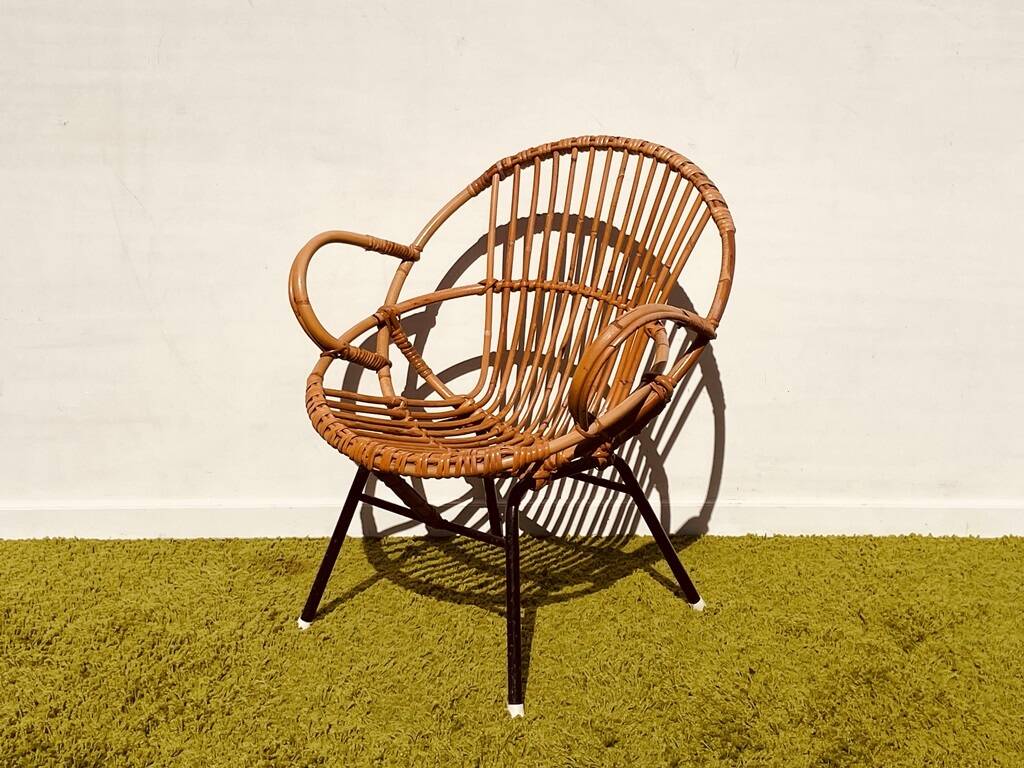 Pair of lounge rattan armchairs by D. Van Sliedregt / R. Noordwolde. Vintage