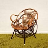 Pair of lounge rattan armchairs by D. Van Sliedregt / R. Noordwolde. Vintage