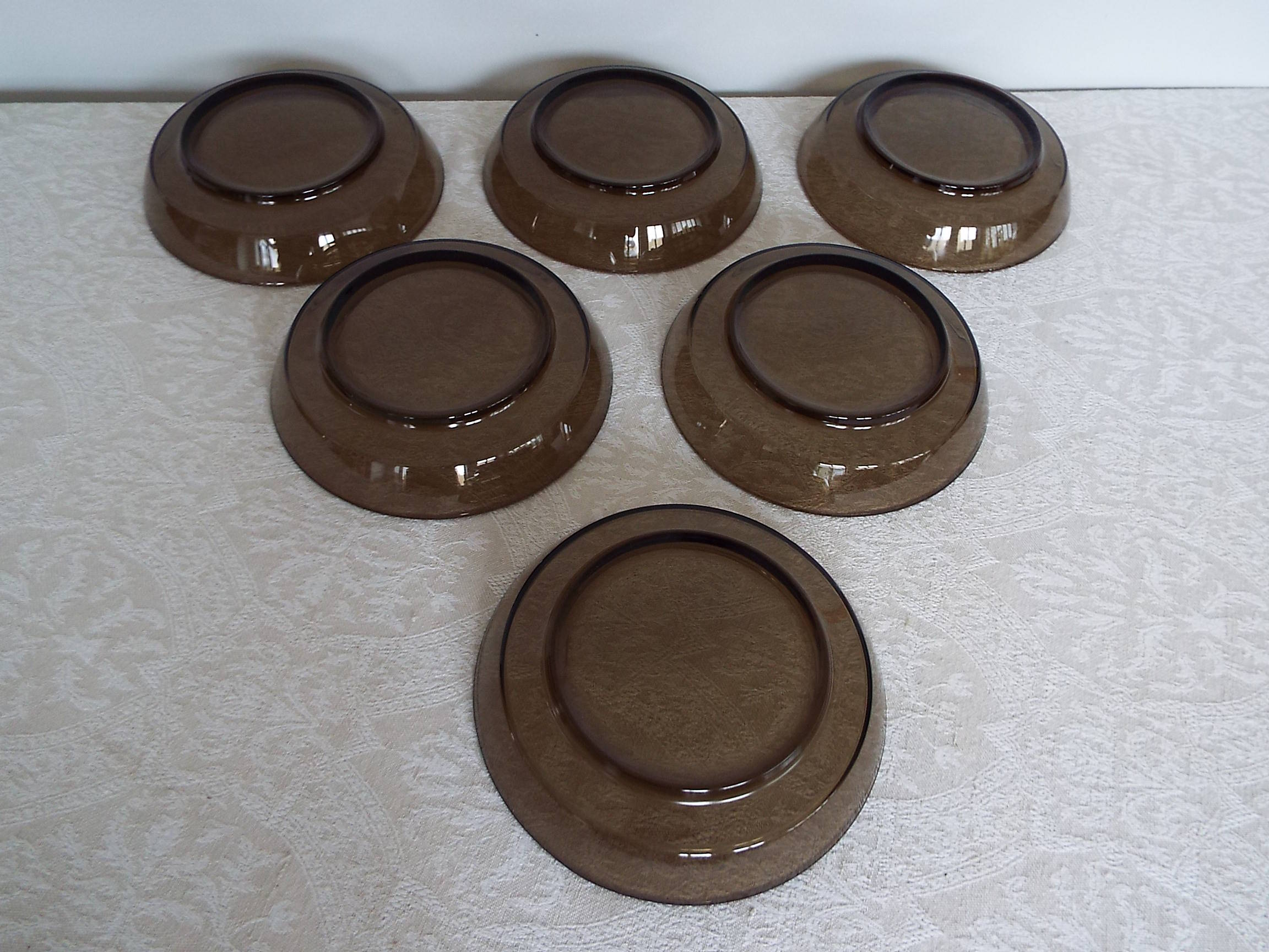 6 hollow smoked glass plates