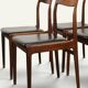 Set of 4 vintage teak and black faux leather chairs – 1960s