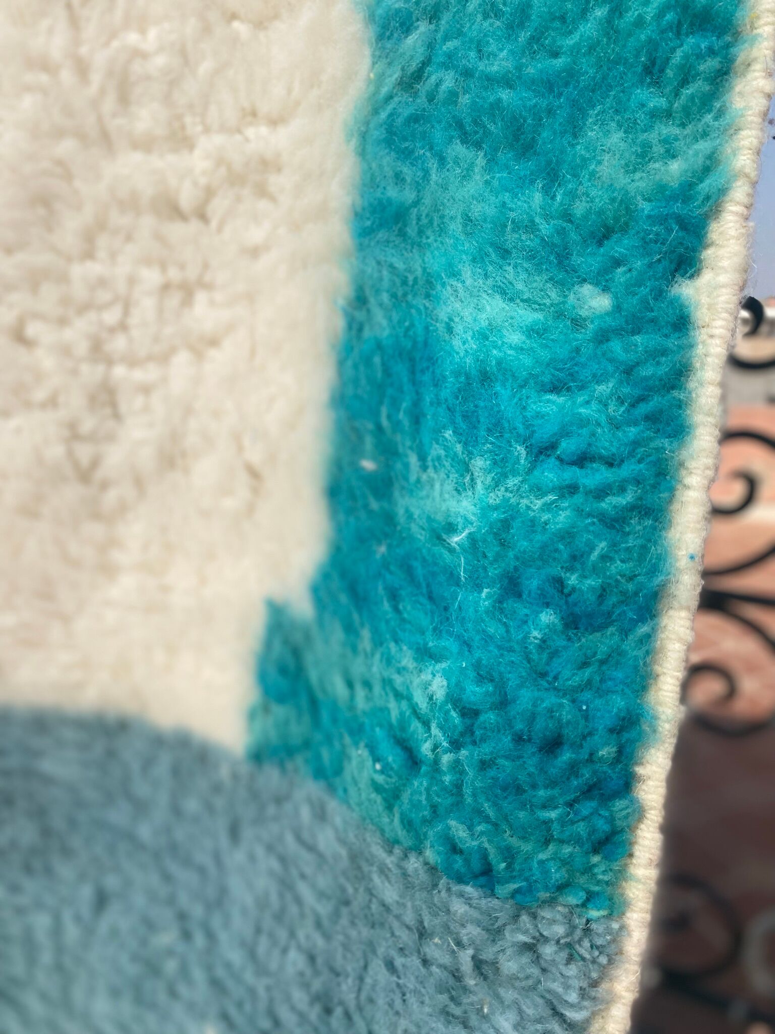 Berber carpet beni ouarain blue ocean