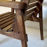 pair of armchairs with slats in chene 1950