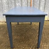 Reconstruction period oak table with 1 drawer painted blue.