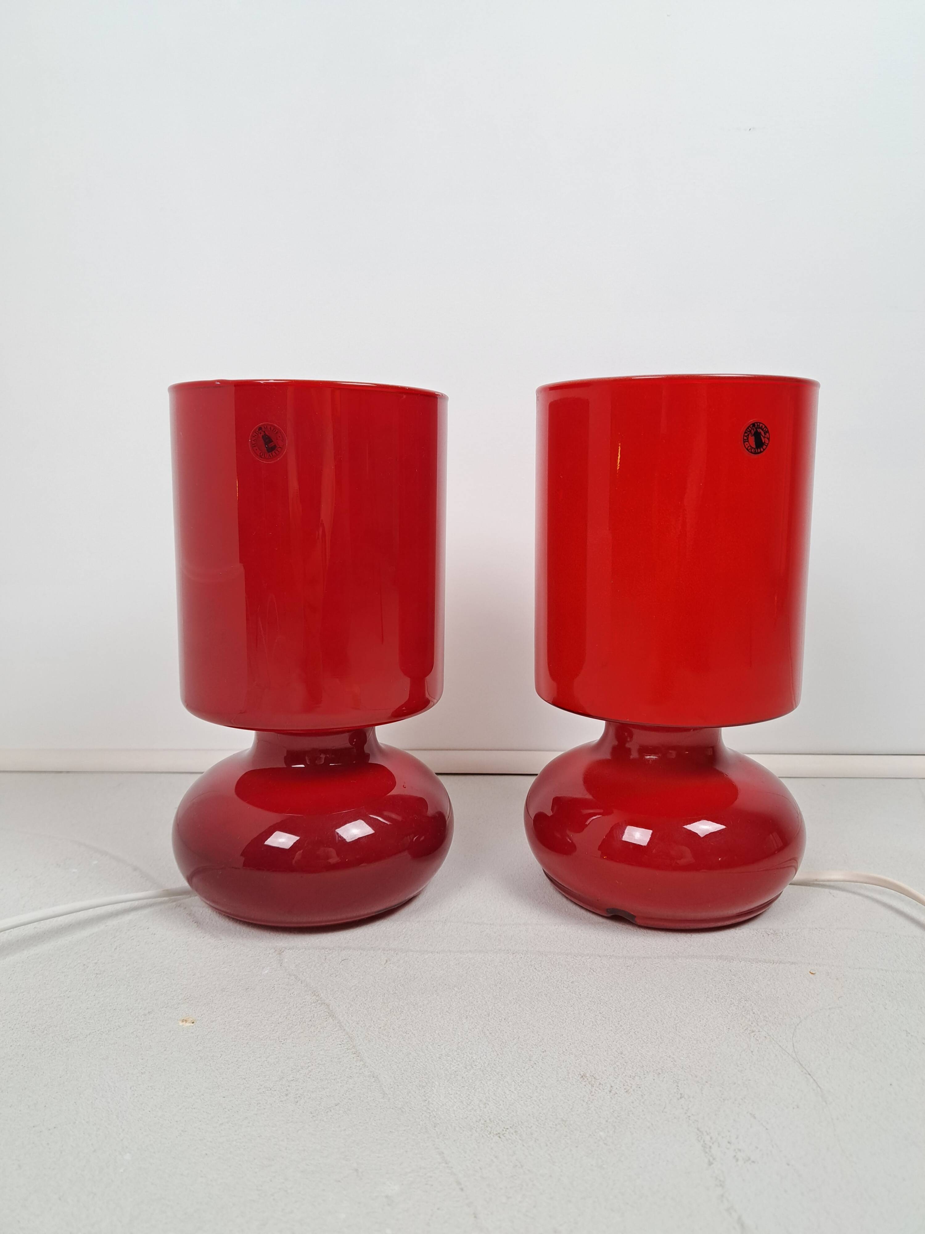 Pair of vintage lykta glass bedside lamps from Ikea 90s