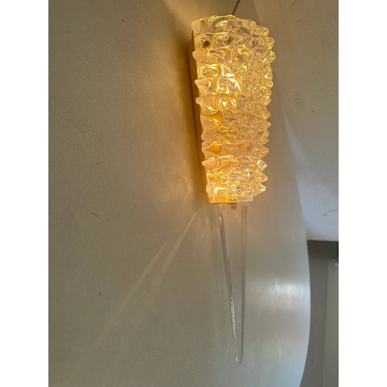 Handcrafted Clear Rostrato Murano Glass Wall Sconces — Barovier Inspired