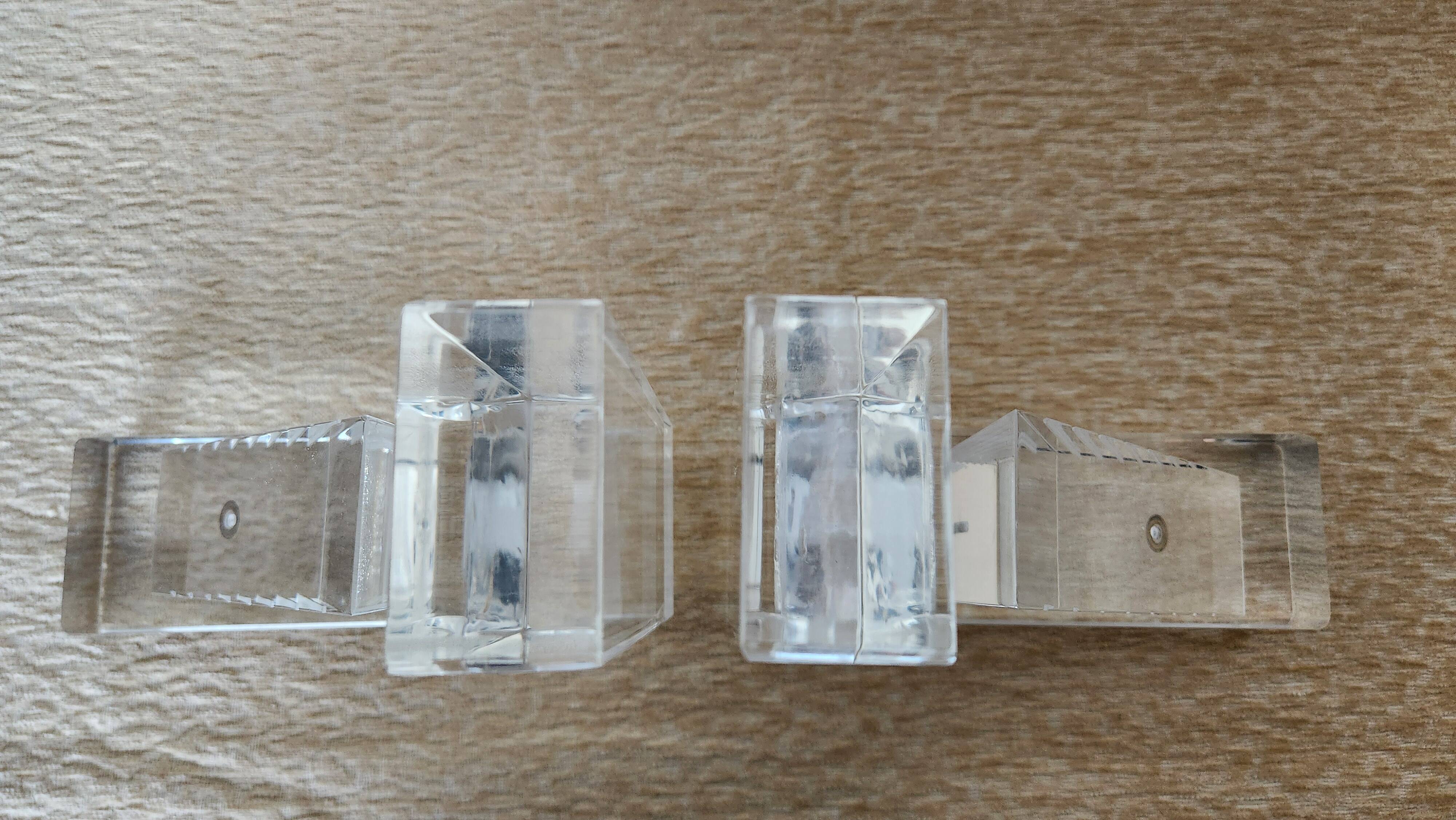 Bookends in solid methacrylate – Rare modernist design, 1980s