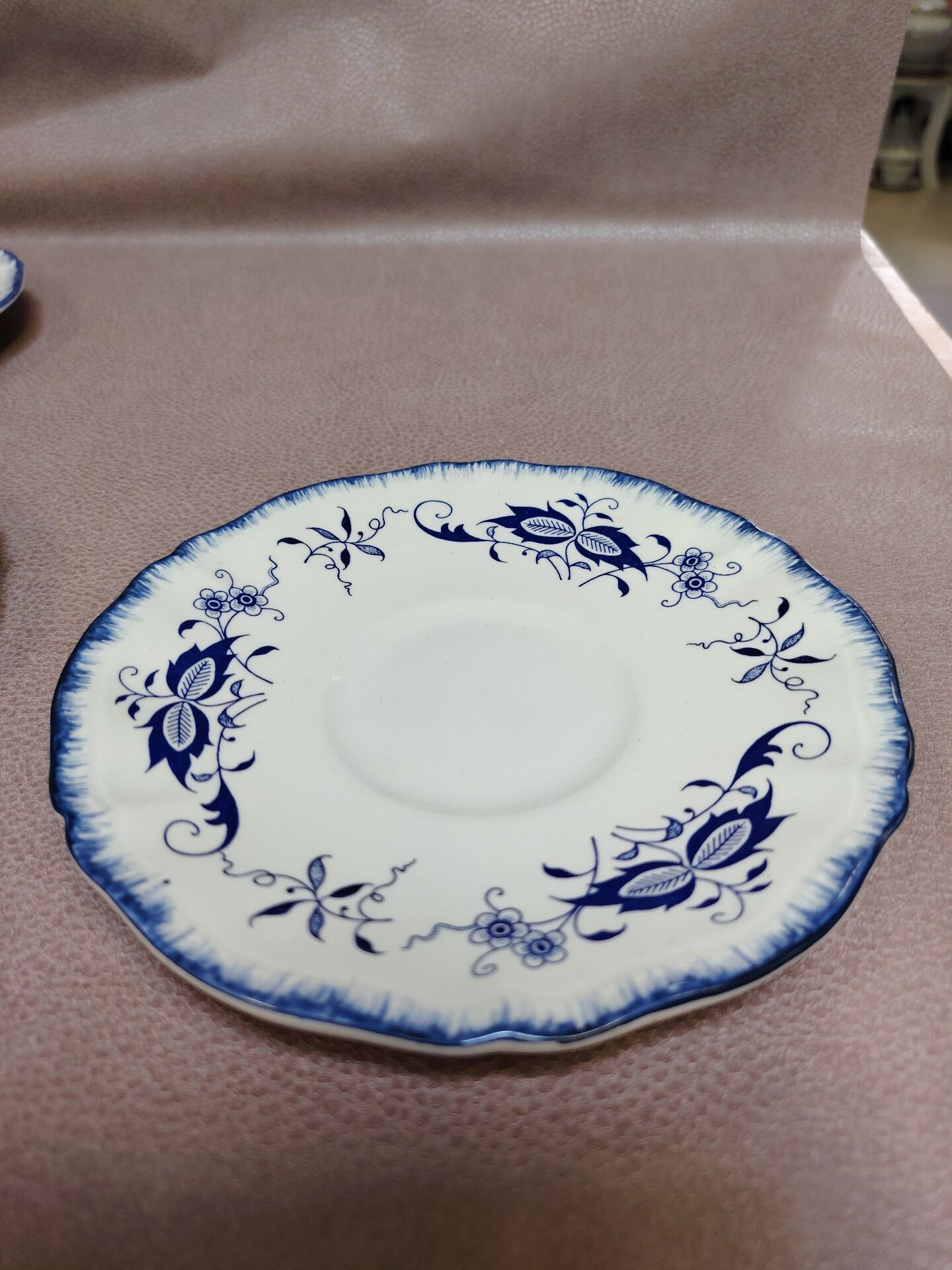 3 dessert plates / saucers Sarreguemines Lancaster blue decoration