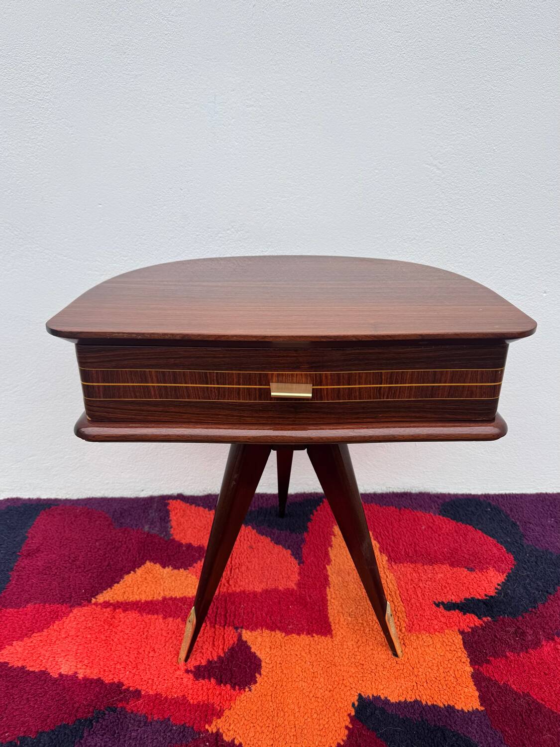 1950s half-moon tripod bedside table