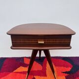 1950s half-moon tripod bedside table