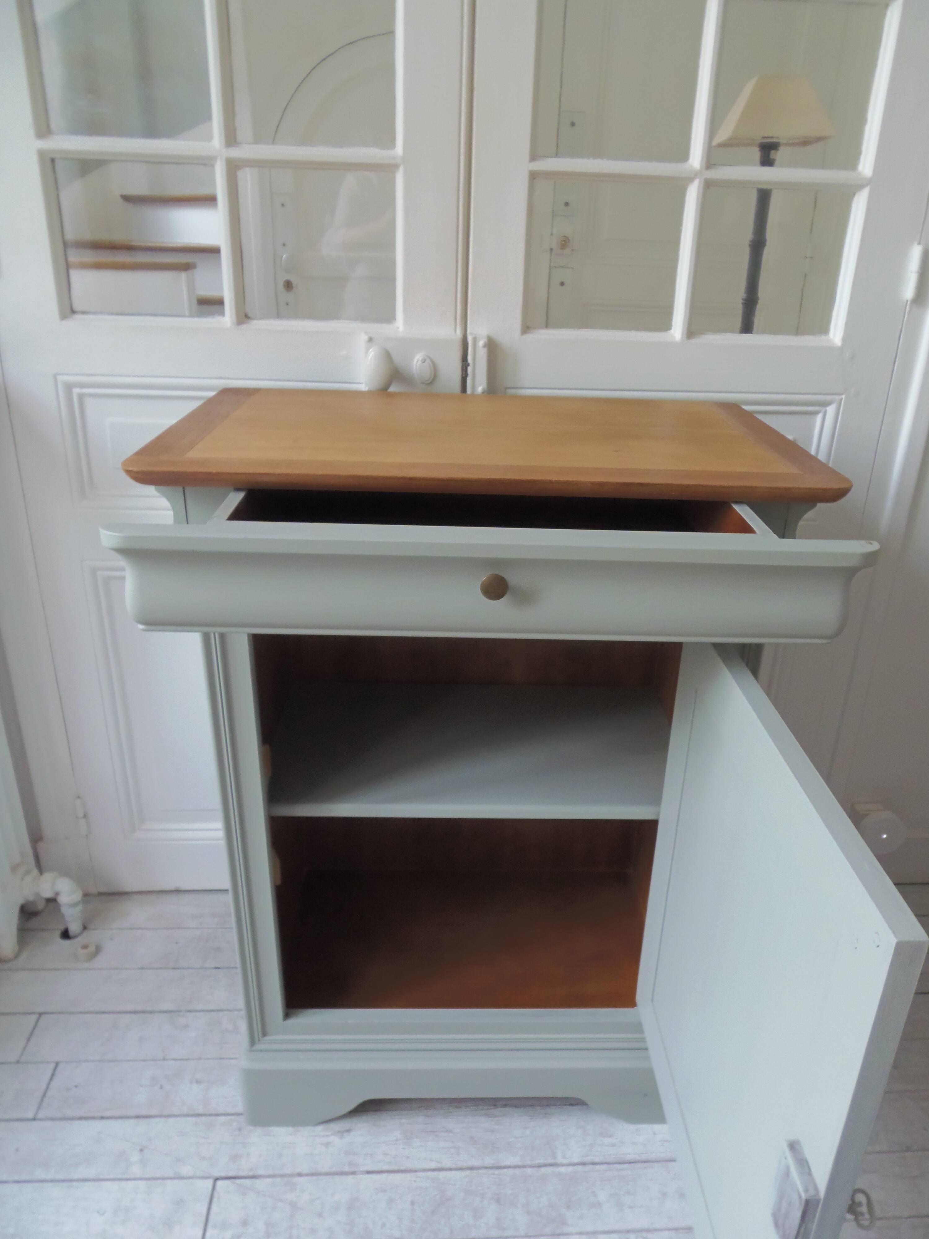 Beautifully crafted Louis Philippe style jam maker sublimated in verdigris, wooden top.