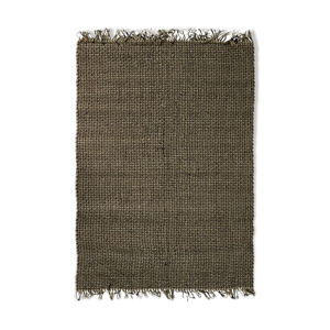 Tapis en jute et coton noir 160