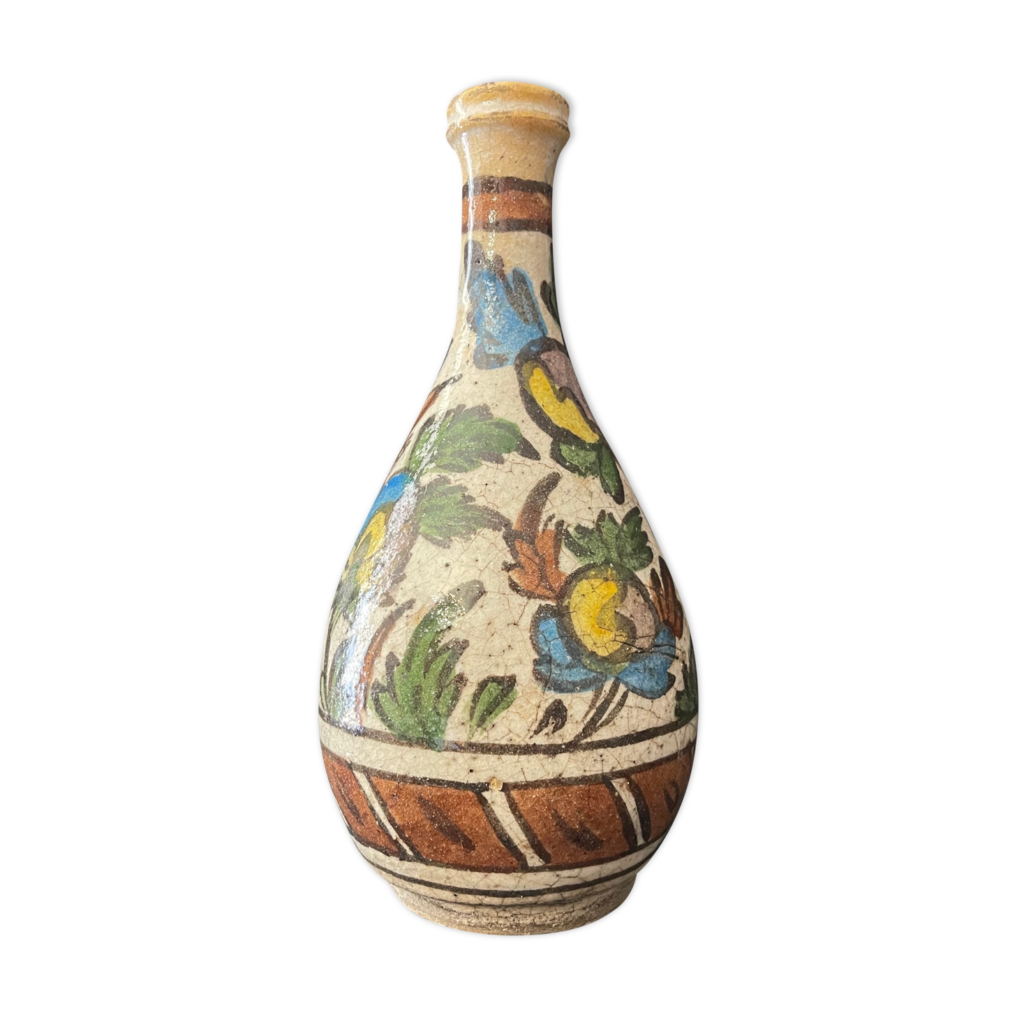 Bottle of Iznik Turkey in siliceous ceramic decoration under lead glaze nineteenth century