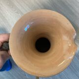 Scarified ceramic vase with twisted handle - African style