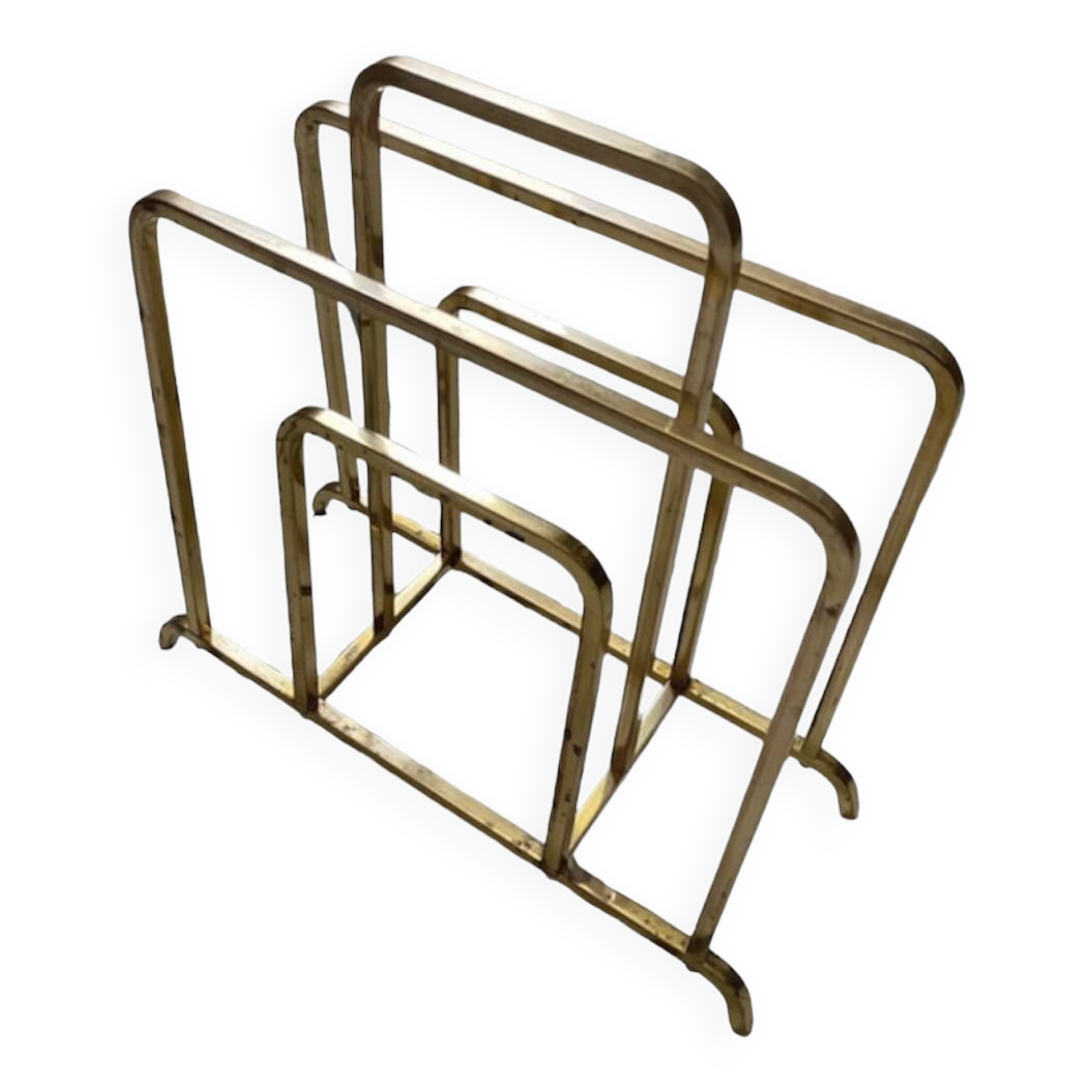 Designer brass magazine rack