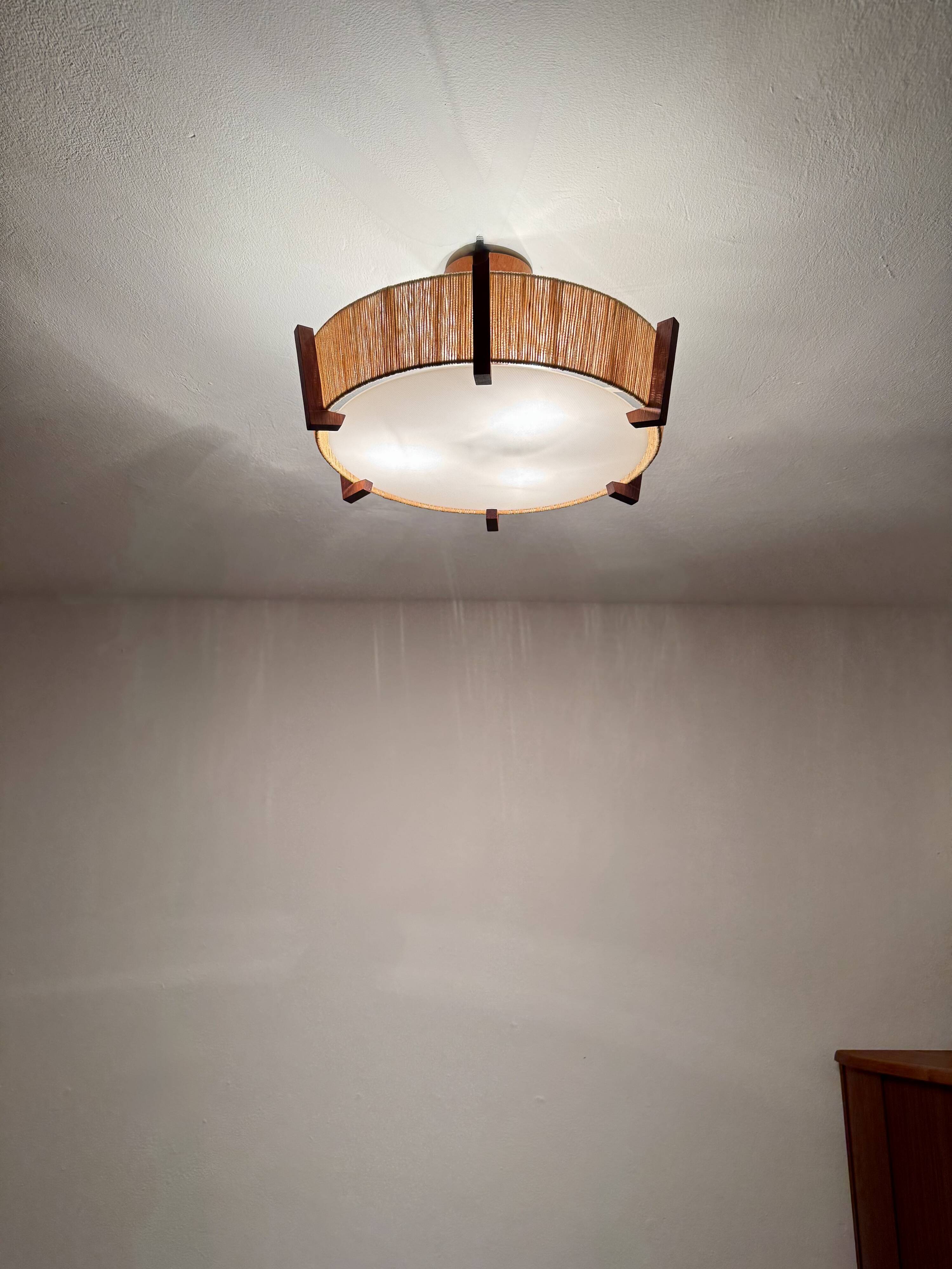 Japan Style Sisal and Teak Pendant Lamp by Temde
