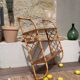 Etagère murale vintage en bois et rotin