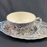Lunch toast cup and its large earthenware saucer from Gien, Cashmere decor