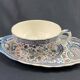 Lunch toast cup and its large earthenware saucer from Gien, Cashmere decor