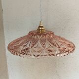 Vintage pink molded glass pendant light