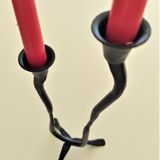Bougeoir double en fer forgé avec bougies