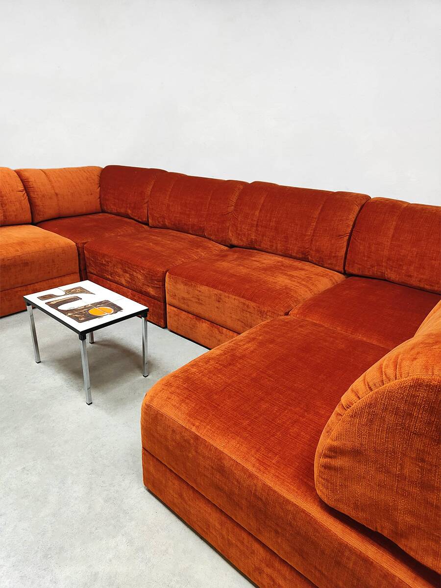 Vintage design modular sofa 'Burnt orange'