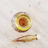 Carafes en verre bullé jaune orangé