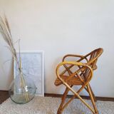 Rattan armchair and vintage Wicker-compass feet