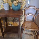 Pair of Bistrot blond wood chairs 1950 with canning seat