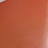 Italian pendant lamp rises & falls in red & orange lacquered metal, circa 1970