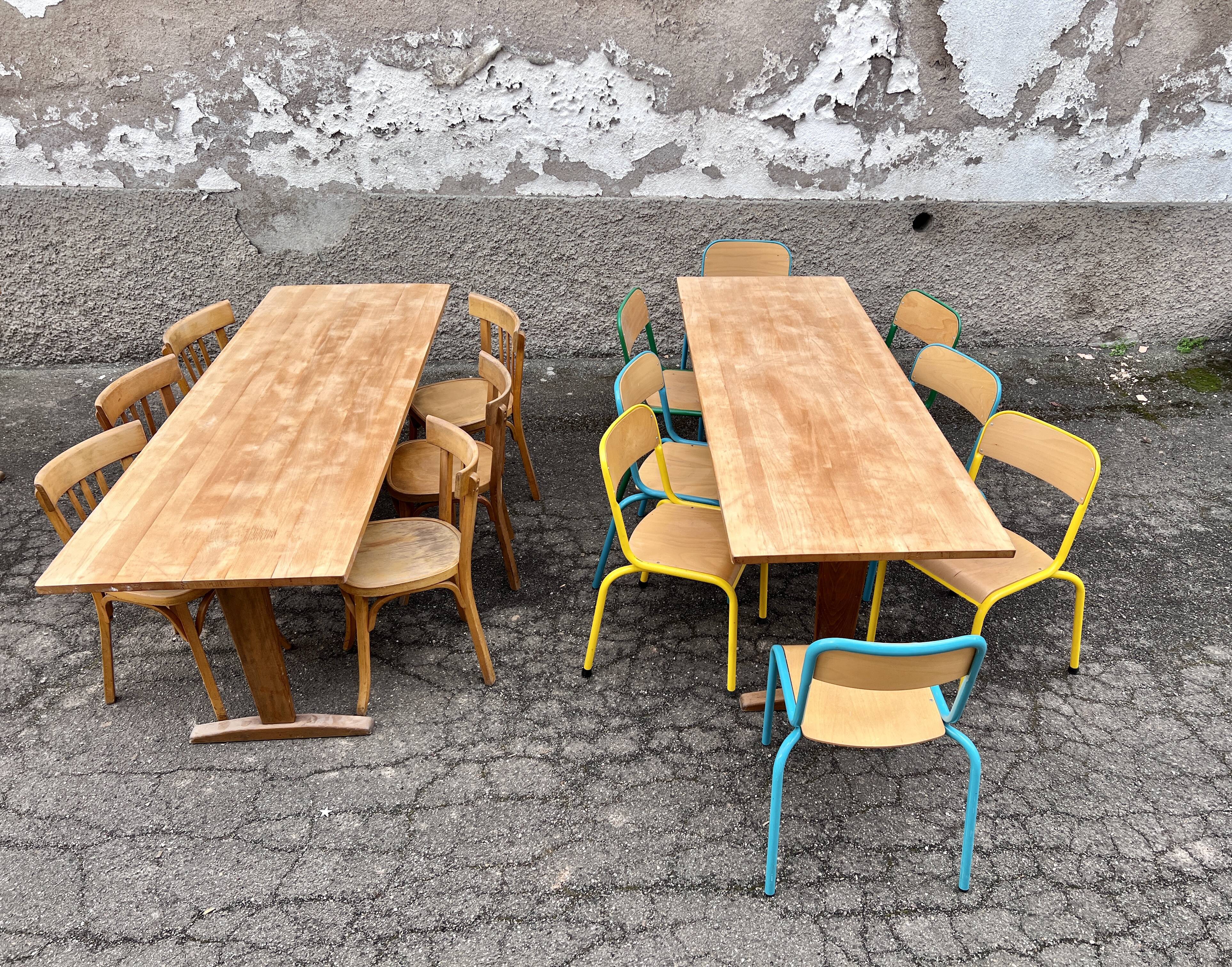 Trio de table bistrot vintage pliante 1950