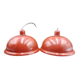 Rare x2 Lita pendant light design industrial lamp factory sheet metal 1960/70 loft