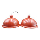 Rare x2 Lita pendant light design industrial lamp factory sheet metal 1960/70 loft