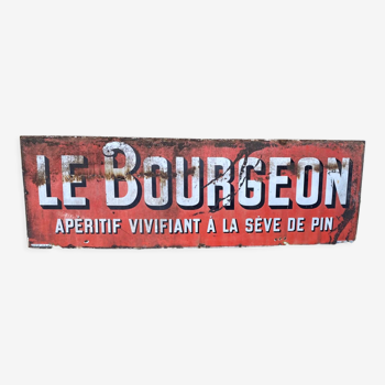 Enamelled plaque "le bourgeon" invigorating aperitif dated 1914 signed enamel ed jean