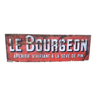 Enamelled plaque "le bourgeon" invigorating aperitif dated 1914 signed enamel ed jean