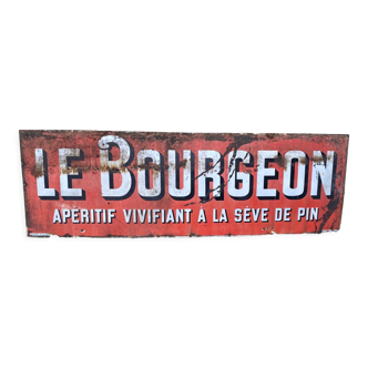 Plaque émaillée «  le bourgeon «  apéritif vivifiant datée 1914 signée émaillerie ed jean