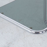 Vintage chromed nesting tables with smoked glass