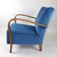 Fauteuil en velours bleu Art Déco, années 1960