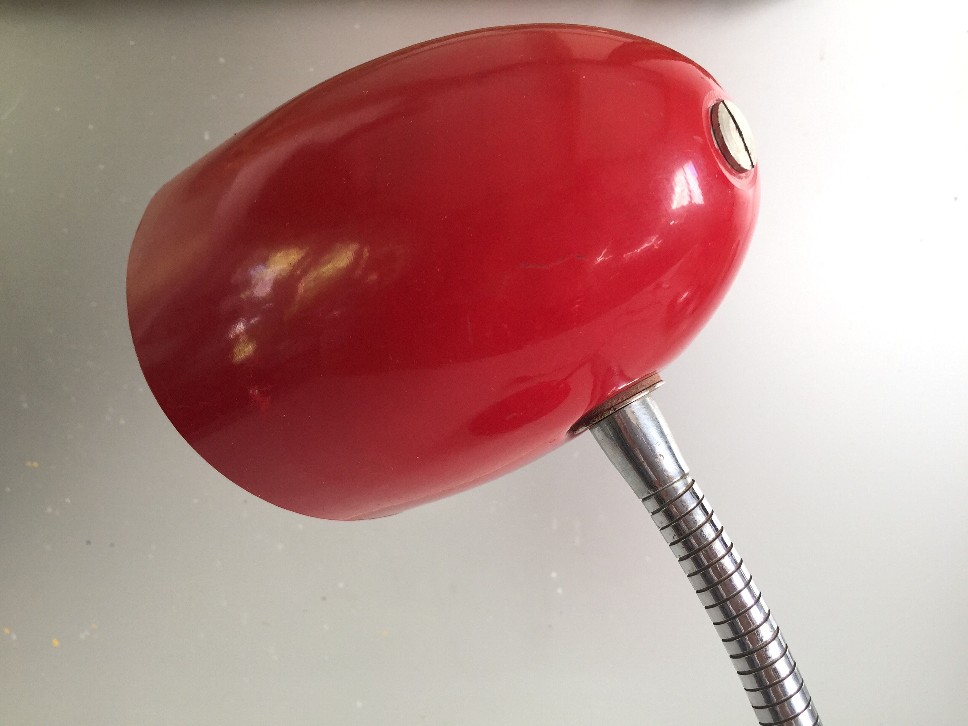 Bauhaus lamp lacquered metal red&flexible chrome/c1950/vintage design